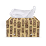 Wooden Tiki Pattern Print Leather Tissue Box Cover