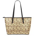 Wooden Tiki Pattern Print Leather Tote Bag With Zipper