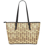 Wooden Tiki Pattern Print Leather Tote Bag
