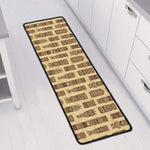 Wooden Tiki Pattern Print Long Kitchen Mat