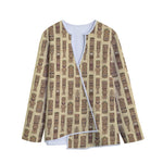 Wooden Tiki Pattern Print Long Sleeve Short Coat