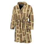 Wooden Tiki Pattern Print Men's Bathrobe