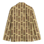 Wooden Tiki Pattern Print Men's Blazer