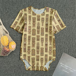 Wooden Tiki Pattern Print Men's Bodysuit