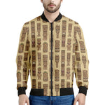 Wooden Tiki Pattern Print Men's Bomber Jacket