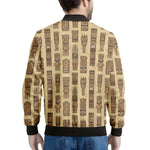 Wooden Tiki Pattern Print Men's Bomber Jacket