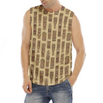 Wooden Tiki Pattern Print Men's Fitness Tank Top