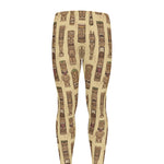 Wooden Tiki Pattern Print Men's leggings