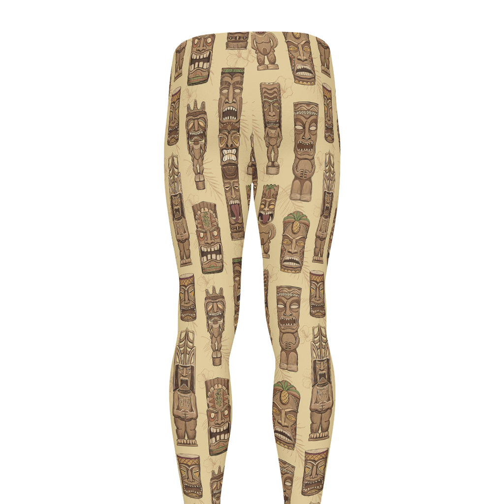 Wooden Tiki Pattern Print Men's leggings