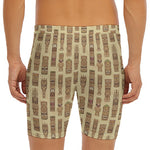 Wooden Tiki Pattern Print Men's Long Boxer Briefs