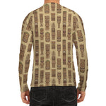 Wooden Tiki Pattern Print Men's Long Sleeve Rash Guard