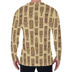 Wooden Tiki Pattern Print Men's Long Sleeve T-Shirt