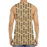 Wooden Tiki Pattern Print Men's Muscle Tank Top