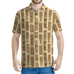 Wooden Tiki Pattern Print Men's Polo Shirt