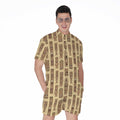 Wooden Tiki Pattern Print Men's Romper