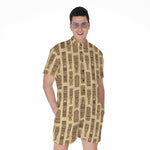 Wooden Tiki Pattern Print Men's Rompers