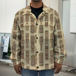 Wooden Tiki Pattern Print Men's Shirt Jacket
