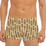 Wooden Tiki Pattern Print Men's Short Boxer Briefs