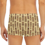 Wooden Tiki Pattern Print Men's Short Boxer Briefs