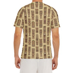 Wooden Tiki Pattern Print Men's Short Sleeve Rash Guard