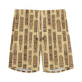 Wooden Tiki Pattern Print Men's Athletic Shorts