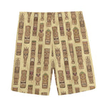 Wooden Tiki Pattern Print Men's Sports Shorts