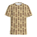 Wooden Tiki Pattern Print Men's Athletic T-Shirt