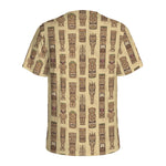 Wooden Tiki Pattern Print Men's Sports T-Shirt