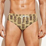 Wooden Tiki Pattern Print Men's Swim Briefs