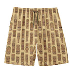 Wooden Tiki Pattern Print Men's Swim Trunks