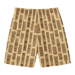 Wooden Tiki Pattern Print Men's Swim Trunks