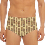 Wooden Tiki Pattern Print Men's Triangle Swim Briefs