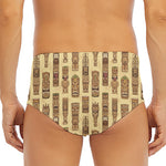 Wooden Tiki Pattern Print Men's Triangle Swim Briefs