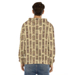 Wooden Tiki Pattern Print Men's Velvet Pullover Hoodie