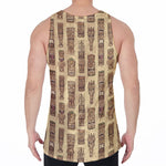 Wooden Tiki Pattern Print Men's Velvet Tank Top