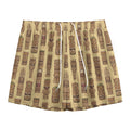 Wooden Tiki Pattern Print Mesh Shorts