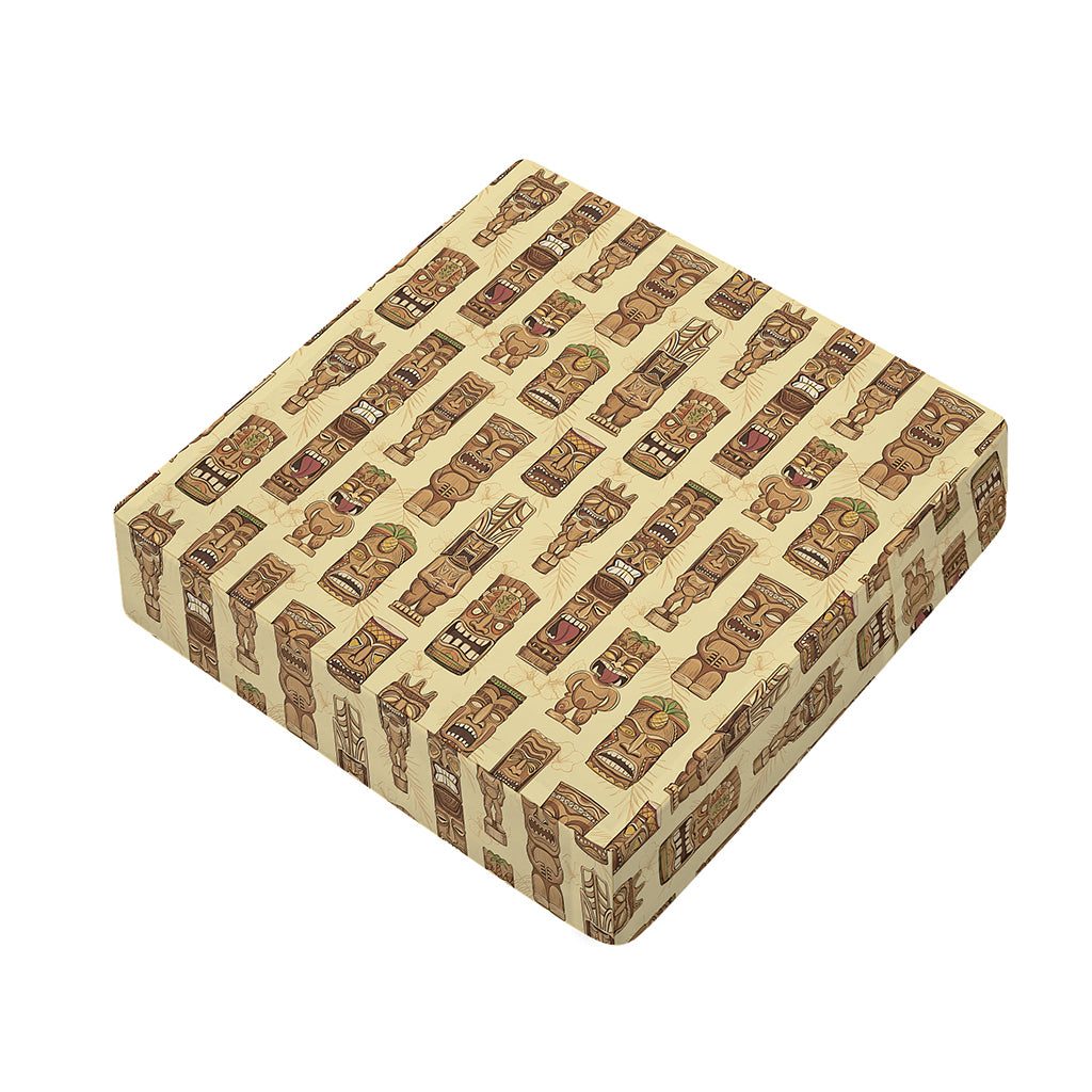 Wooden Tiki Pattern Print Outdoor Seat Cushion Cover