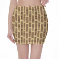 Wooden Tiki Pattern Print Pencil Mini Skirt