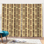 Wooden Tiki Pattern Print Pencil Pleat Curtains