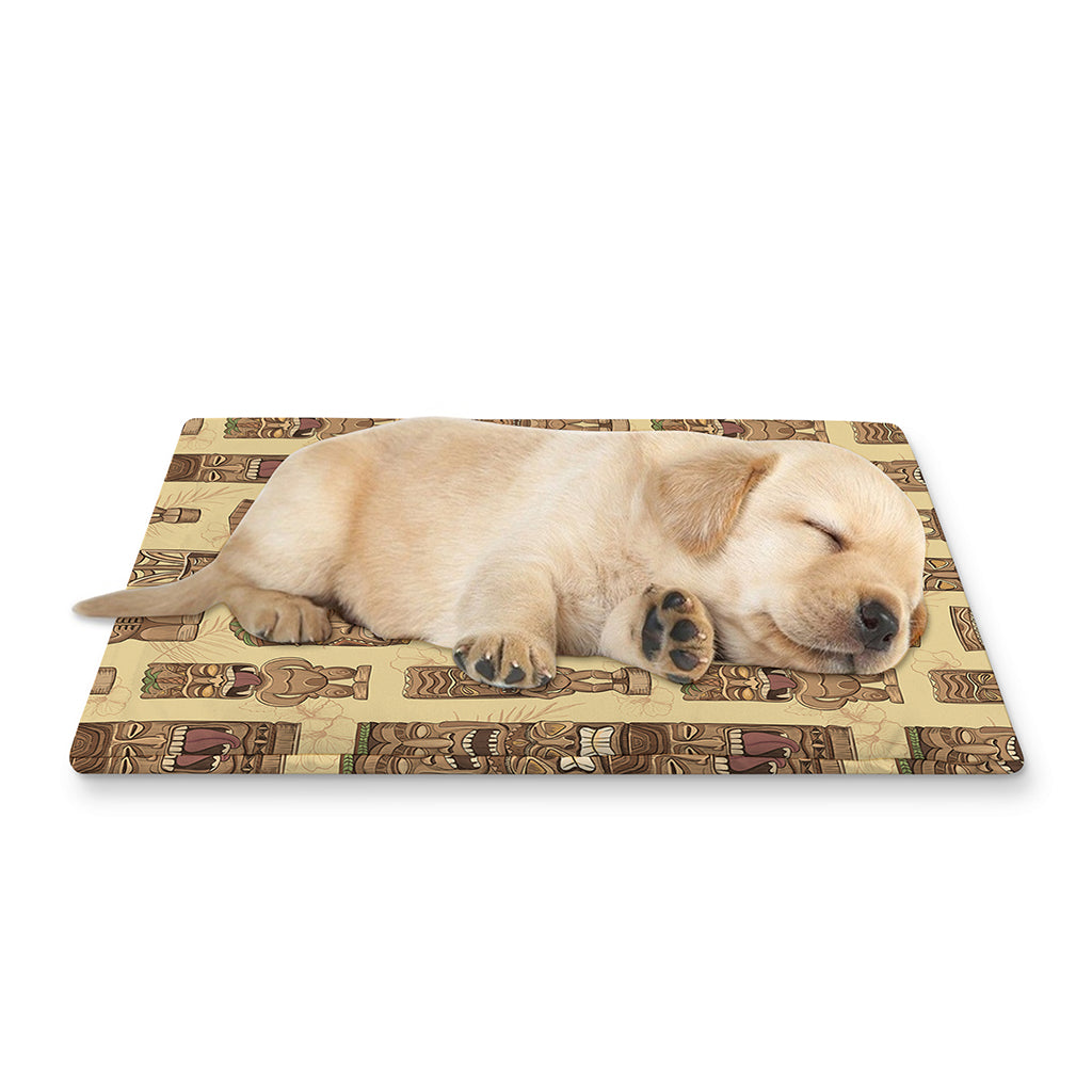 Wooden Tiki Pattern Print Pet Cooling Mat Cover