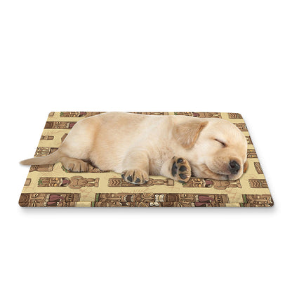 Wooden Tiki Pattern Print Pet Cooling Mat Cover