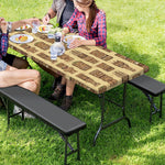 Wooden Tiki Pattern Print Picnic Table Cover