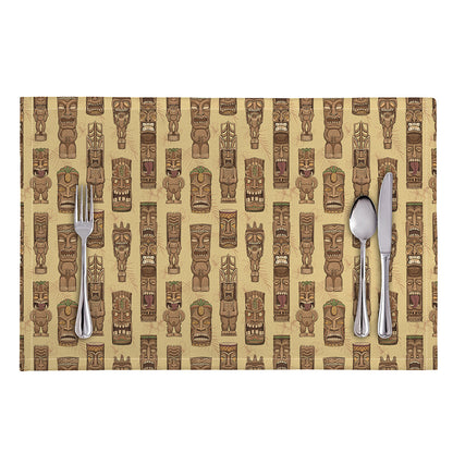 Wooden Tiki Pattern Print Placemat