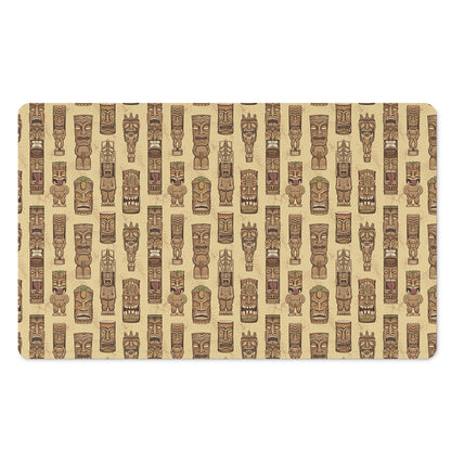 Wooden Tiki Pattern Print Polyester Doormat