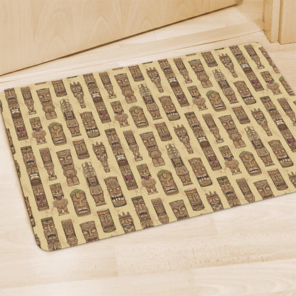 Wooden Tiki Pattern Print Polyester Doormat