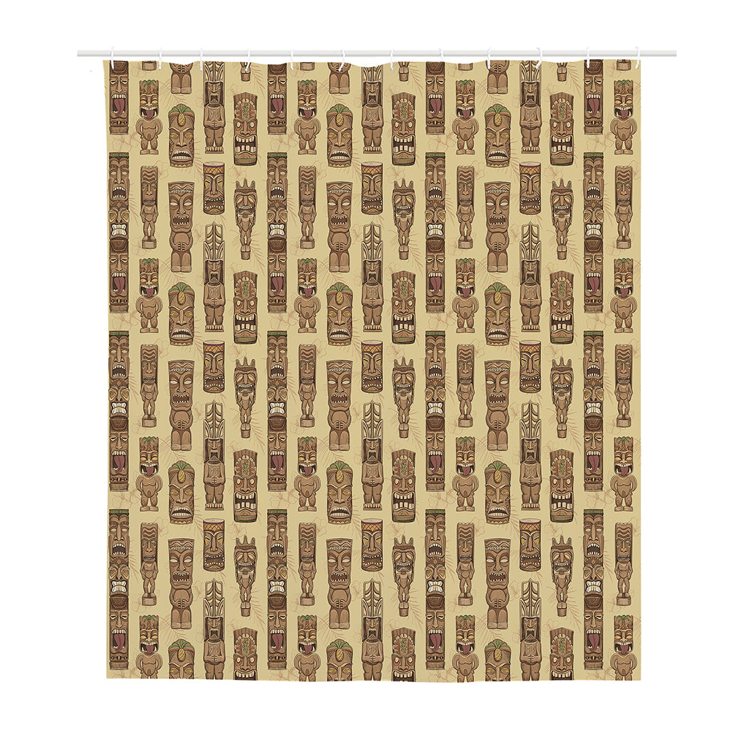 Wooden Tiki Pattern Print Polyester Shower Curtain