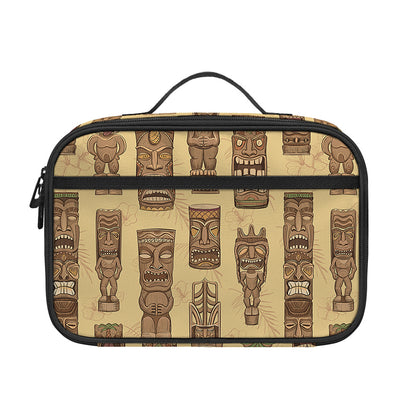 Wooden Tiki Pattern Print Portable Lunch Bag
