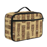 Wooden Tiki Pattern Print Portable Lunch Bag