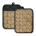 Wooden Tiki Pattern Print Pot Holders With Pocket