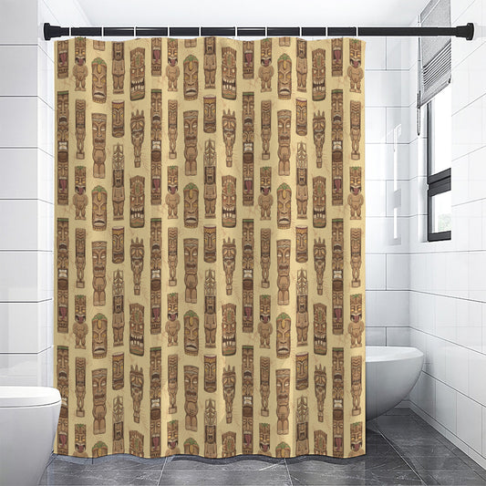 Wooden Tiki Pattern Print Premium Shower Curtain